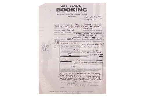 Lot 82 - The Smiths: the original live booking contract...