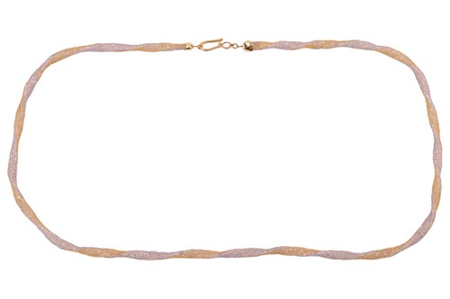 Lot 208 - A two-toned mesh necklace, the twisted mesh...