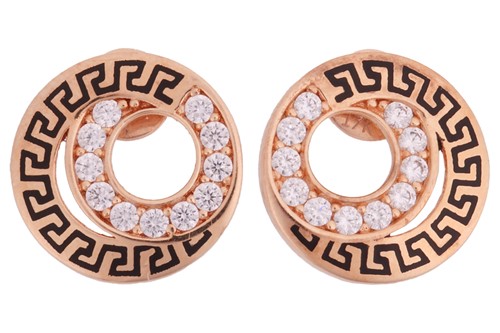 Lot 102 - A pair of enamel stud earrings, of swirl...