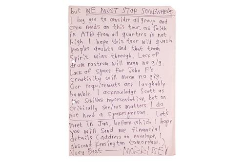 Lot 19 - The Smiths: a handwritten and signed two-page...