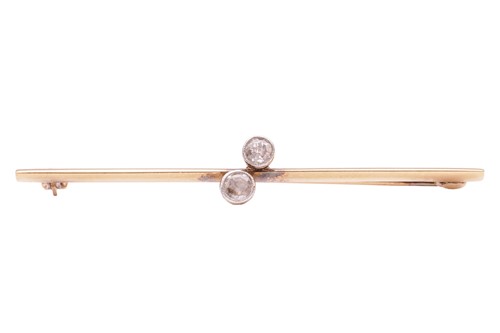 Lot 202 - A diamond-set bar brooch, comprising two...