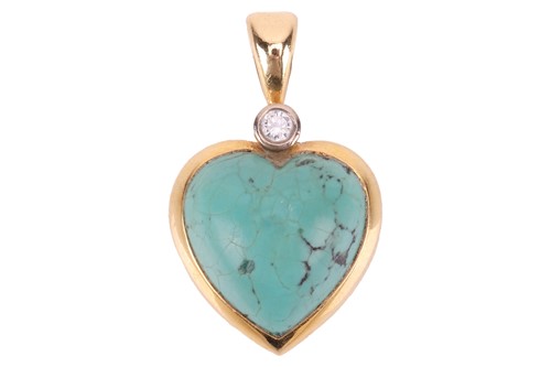 Lot 207 - A turquoise heart pendant, the heart-shaped...
