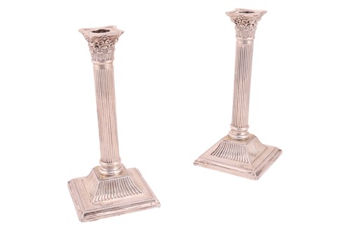 Lot 330 - A pair of silver Corinthian column...