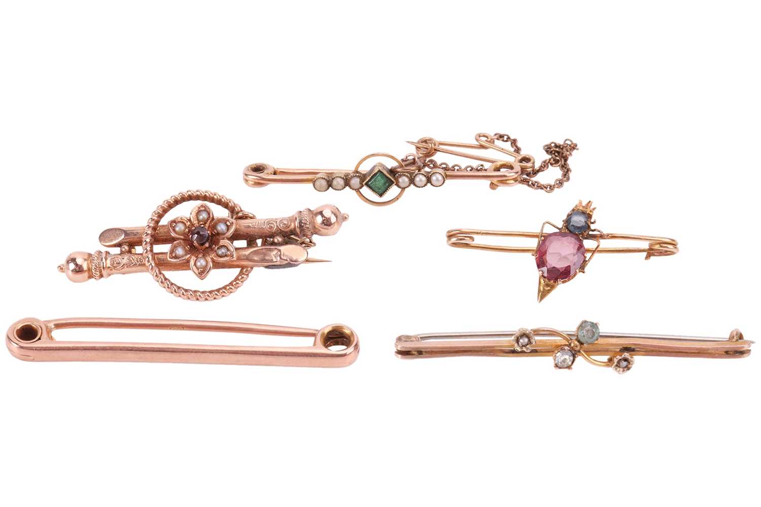 Lot 110 - A collection of gem-set bar brooches;...