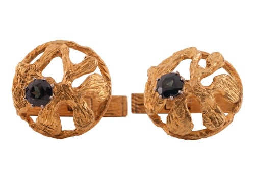 Lot 102 - A pair of Modernist textured cufflinks, of...