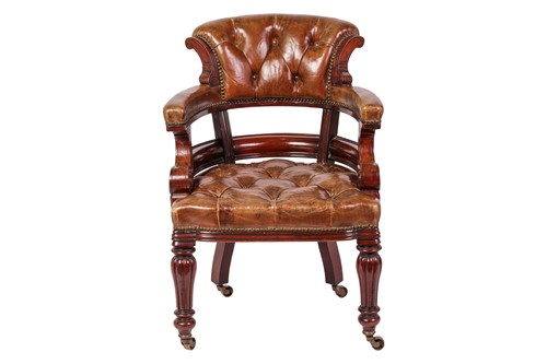 Lot 138 - A Victorian walnut and leather upholstered...