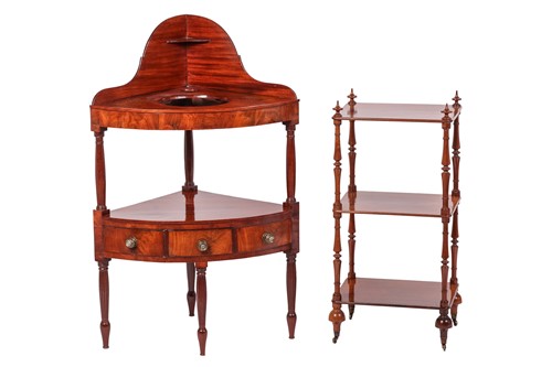 Lot 91 - A Regency mahogany corner washstand with high...
