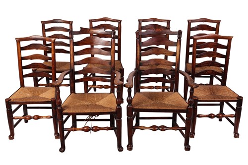 Lot 89 - A set of eight 19th century vernacular ash and...
