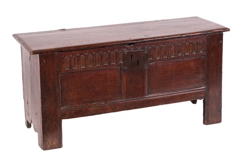 Lot 132 - A late 17th-century oak two-panelled coffer...