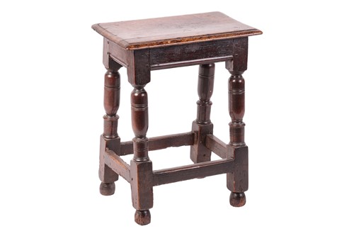 Lot 98 - A Charles II oak coffin/Joint stool, with...