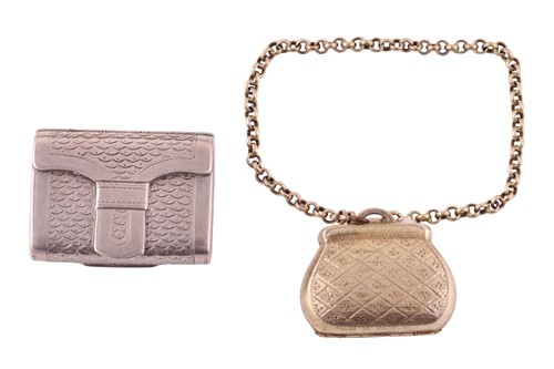 Lot 342 - Two George III silver handbag vinaigrettes,...