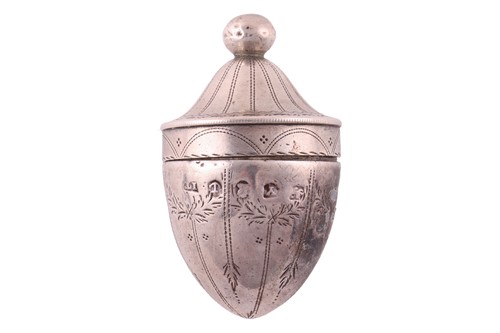 Lot 345 - A George III silver nutmeg grater; attributed...