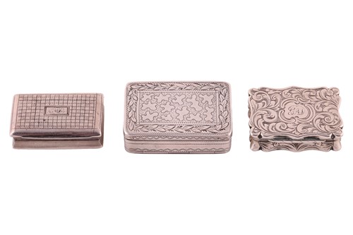 Lot 320 - Three silver vinaigrettes; including a George...
