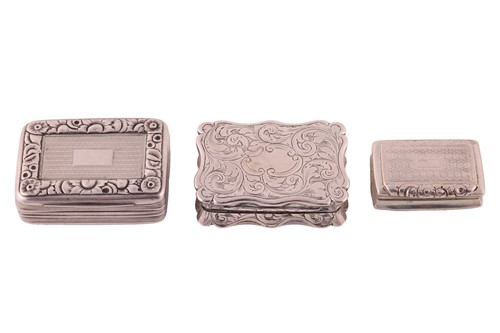 Lot 338 - Three 19th century silver vinaigrettes; to...