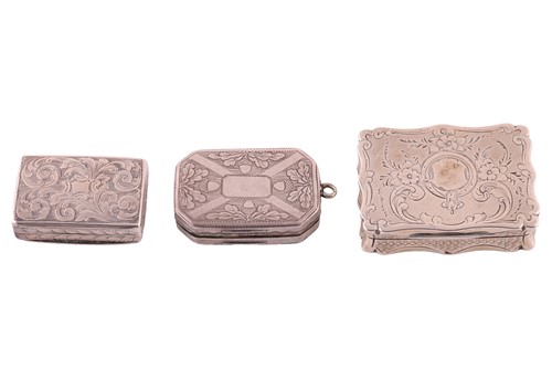 Lot 337 - Three 19th century silver vinaigrettes;...