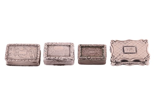 Lot 324 - Four silver vinaigrettes; to include a George...
