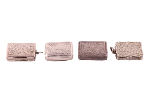 Lot 323 - Four 19th century silver vinaigrettes;...