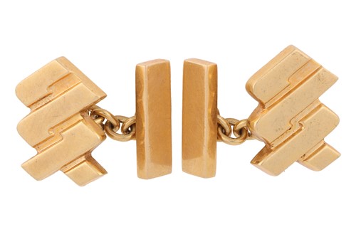 Lot 91 - A pair of geometric cufflinks, resembling the...