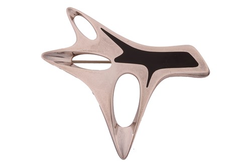 Lot 246 - Georg Jensen - a silver enamel brooch, with...