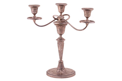 Lot 316 - An early 20th-century silver candelabrum, oval...
