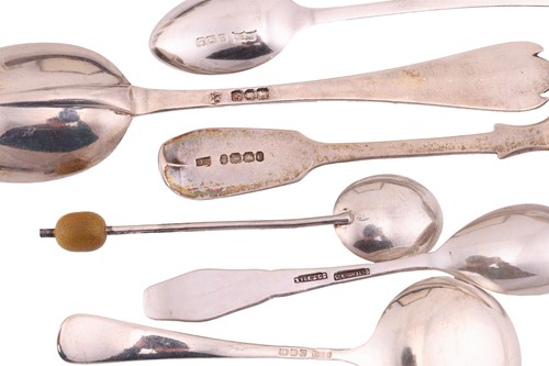 Lot 156 - A group of mixed silver flatware, comprising a...