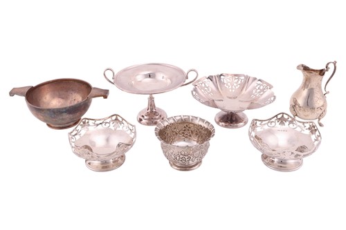 Lot 153 - A collection of bonbon dishes, a silver cream...
