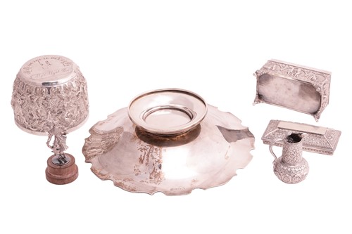 Lot 128 - A Burmese bowl, a Burmese casket, a repousse...