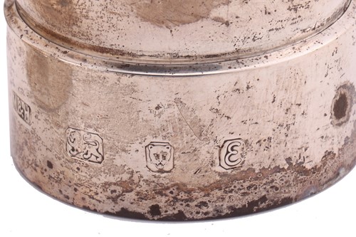 Lot 148 - A cased pair of silver goblets, with a band to...