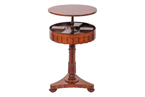 Lot 112 - A 19th-century circular drum-top rise and fall...