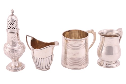 Lot 336 - A George III silver caster and others; the...
