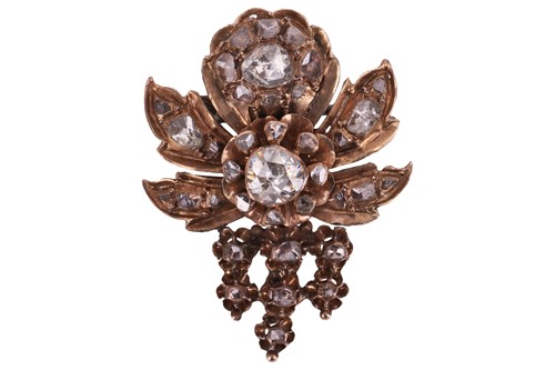 Lot 65 - A late Ottoman diamond brooch of iris form,...