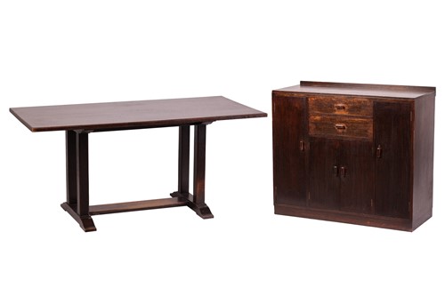 Lot 130 - Heals of London; a dark oak sideboard and...