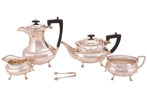 Lot 60 - An Art Deco silver four-piece tea service,...
