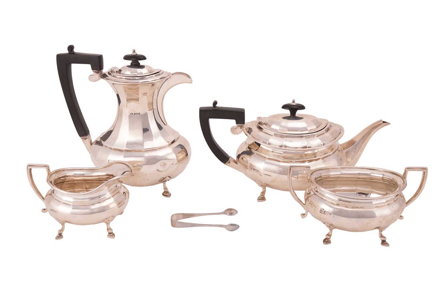 Lot 60 - An Art Deco silver four-piece tea service,...