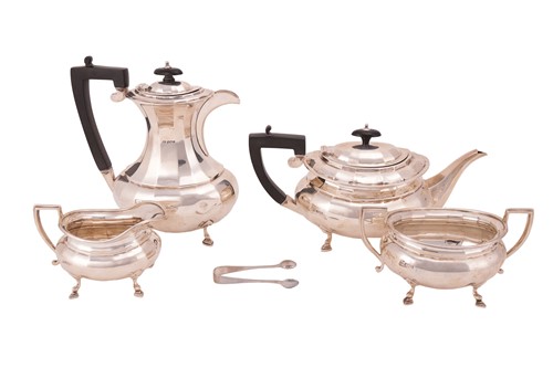 Lot 60 - An Art Deco silver four-piece tea service,...
