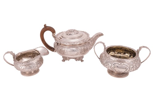 Lot 59 - A George III/ William IV silver harlequin tea...