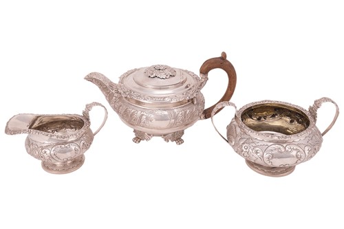 Lot 59 - A George III/ William IV silver harlequin tea...