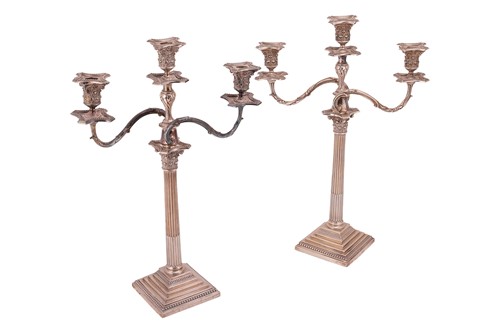 Lot 317 - A pair of Victorian silver three-light...