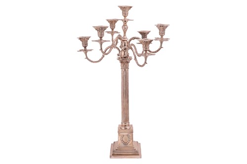 Lot 318 - A large Victorian silver seven light...