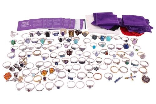 Lot 25 - A large group of gem-set rings by Gemporia,...
