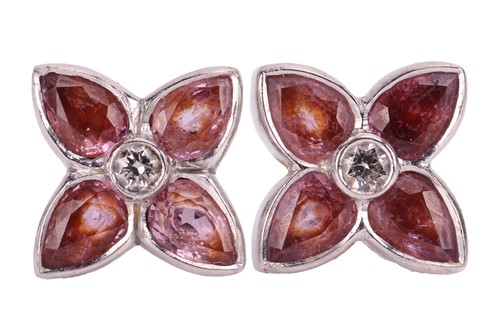 Lot 217 - Boodle & Dunthorne - a pair of pink sapphire...