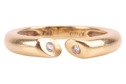 Lot 148 - A diamond-set open ring, the tapering shank...