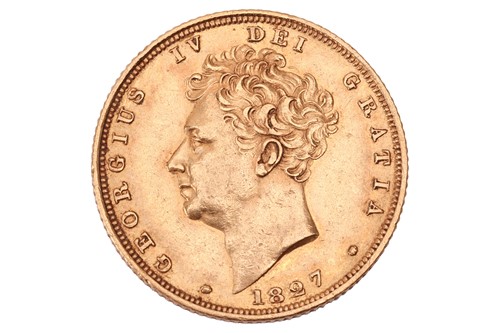 Lot 8 - A George IV Sovereign, 1827, obverse shield...