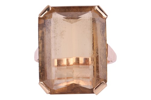 Lot 201 - A citrine cocktail ring, set with a step-cut...