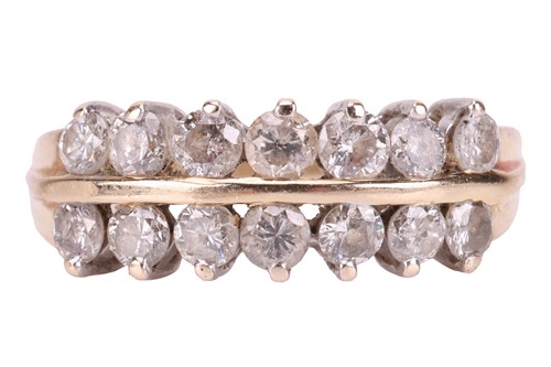 Lot 106 - A double-row diamond-set ring, claw-set with...