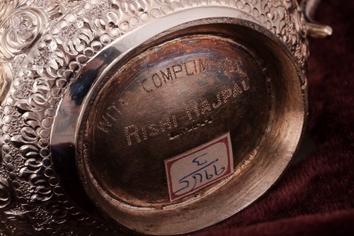 Lot 125 - An Indian five-piece tea set, in fitted case,...