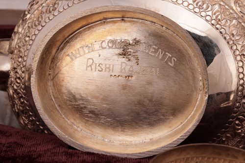 Lot 125 - An Indian five-piece tea set, in fitted case,...