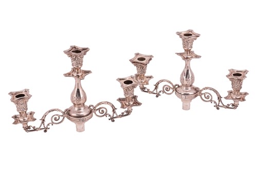 Lot 353 - A pair of Edwardian silver candelabra fittings,...