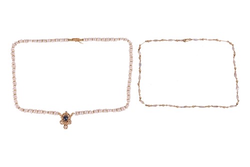 Lot 69 - Two keshi pearl necklaces; the first...