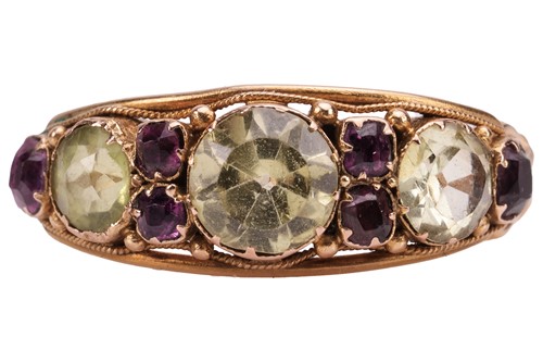 Lot 140 - A Victorian gem-set half-hoop ring in 15ct...